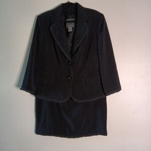 Vien Vien Black Ruffle Trim Blazer Skirt Suit Size 10